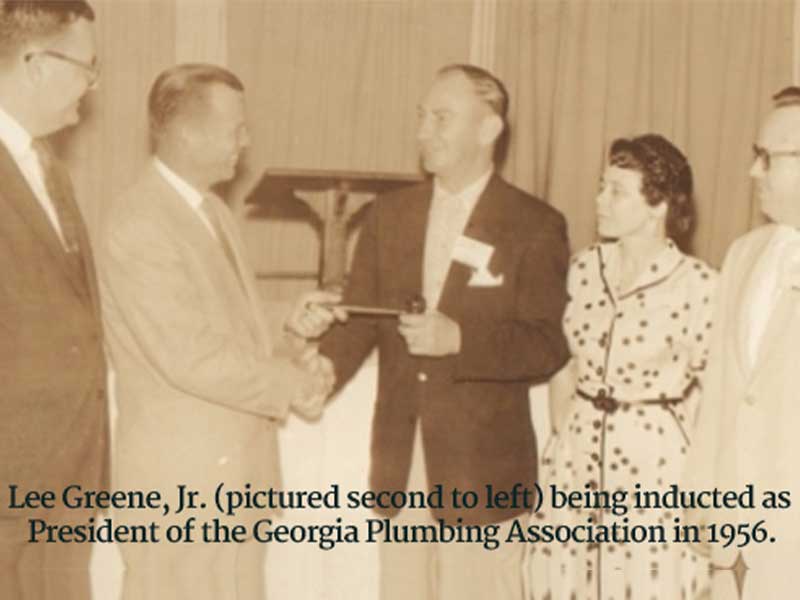 Lee Greene Jr. being inducted as President of the Georgia Plumbing Association in 1956.